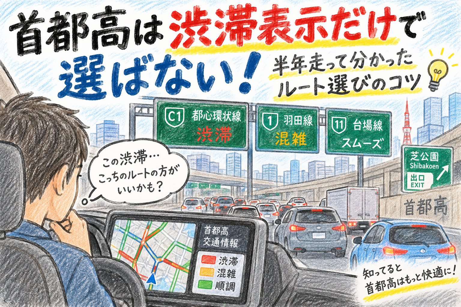 首都高の渋滞表示だけでルートを選ばない。半年走って感じた「進む渋滞・進まない渋滞」の違い