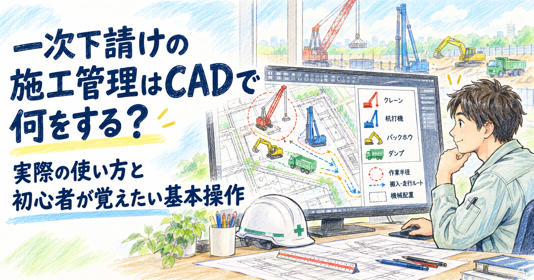 一次下請けの施工管理はCADで何をする？実際の使い方と初心者が覚えたい基本操作